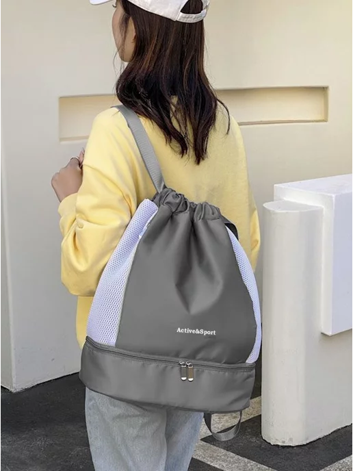 SHOPBAGS4U Сумка спорт для бассейна физкультуры тренировки, серый, фото 5