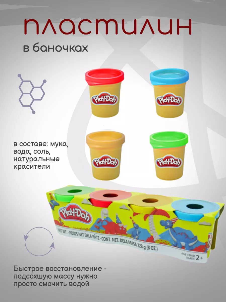 Мягкий пластилин в банках Play doh / плэй до масса для лепки PLAY-DOH  139624223 купить за 312 ₽ в интернет-магазине Wildberries