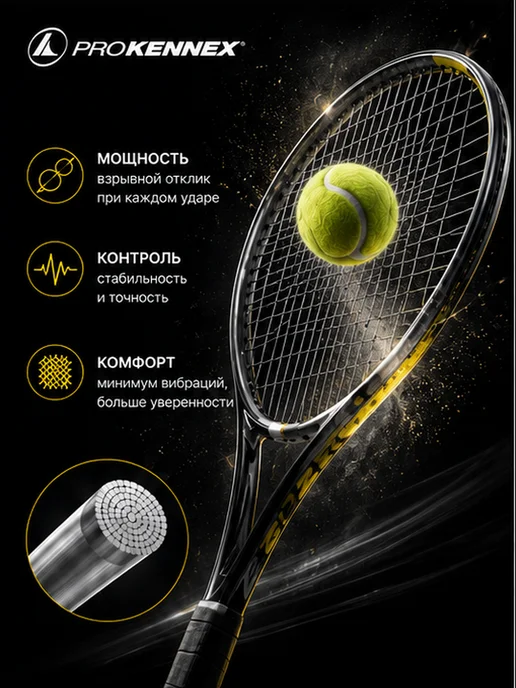 ProKennex Струна для теннисной ракетки IQ POLY XT Silver, серебристый, фото 4