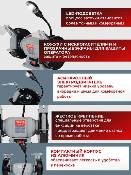 Точильный станок электрический настольный 250 Вт Т-150/250 — фото 3