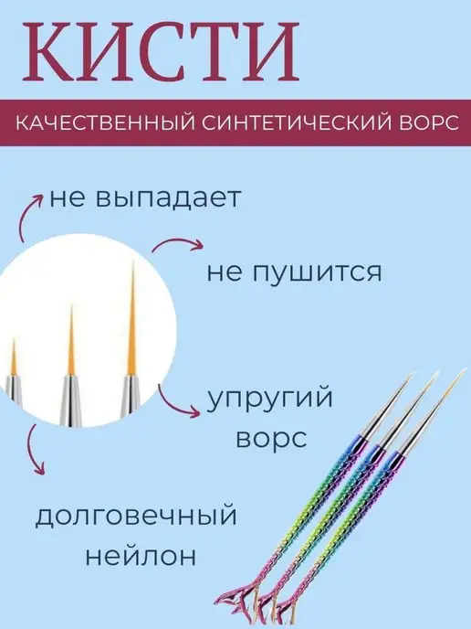 Blue Stars Набор кистей для маникюра и макияжа, синий, фото 6