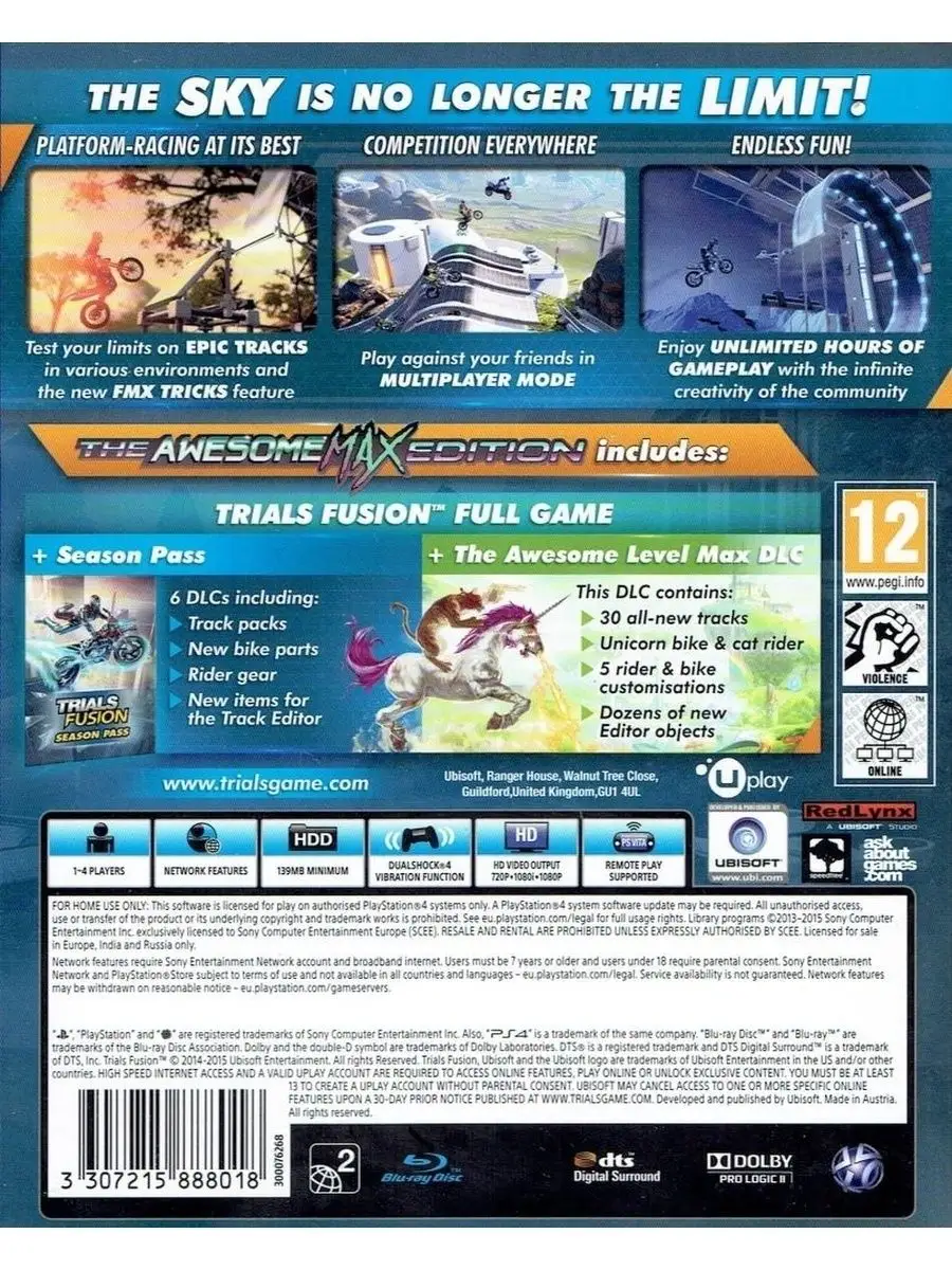 Игры для PS/Trials Fusion: The Awesome MAX Edition PS4 Ubisoft 139682270  купить за 2 764 ₽ в интернет-магазине Wildberries