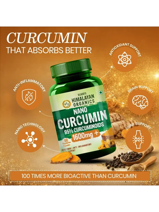 Himalayan Organics Куркумин с биоперином Curcumin with 95% Curcuminoids 60 к, вариант, фото 4