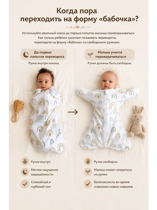 Твоя ИНАЯ Пеленка кокон для новорожденных на молнии, вариант, фото 6