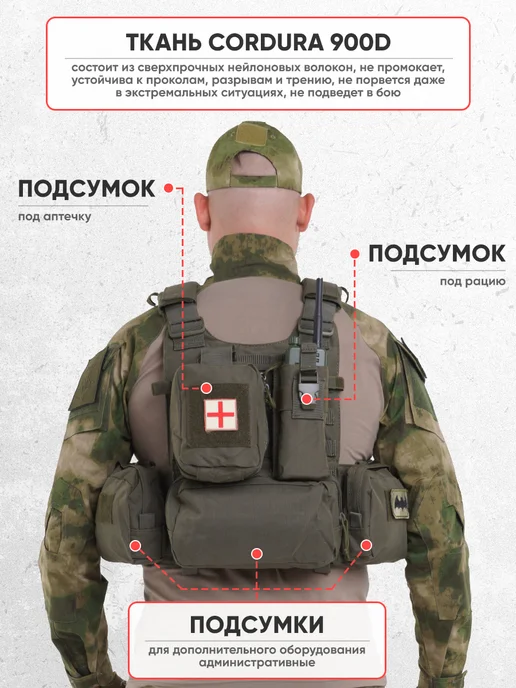 VoinZ Бронежилет 8280 олива тактический плитник с бронеплитами, зеленый, фото 4
