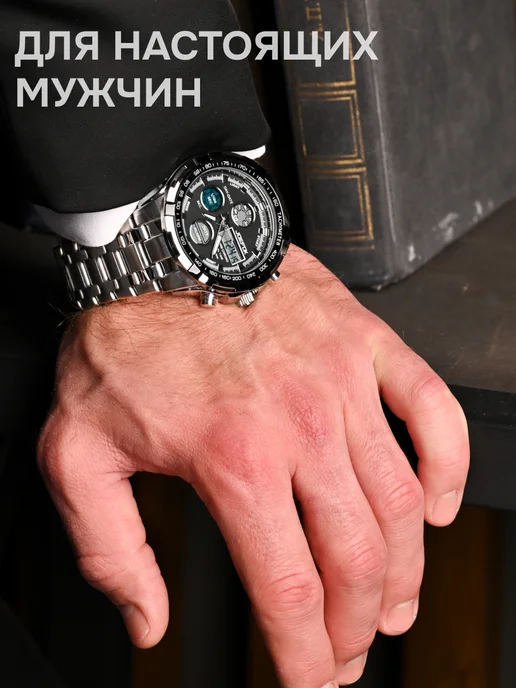 KasBrand Часы наручные мужские с кварцевым механизмом, черный, фото 6