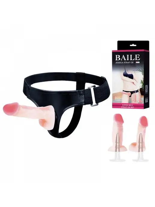 baile Страпон с двумя насадками Ultra Passionate Harness, бежевый, фото 2