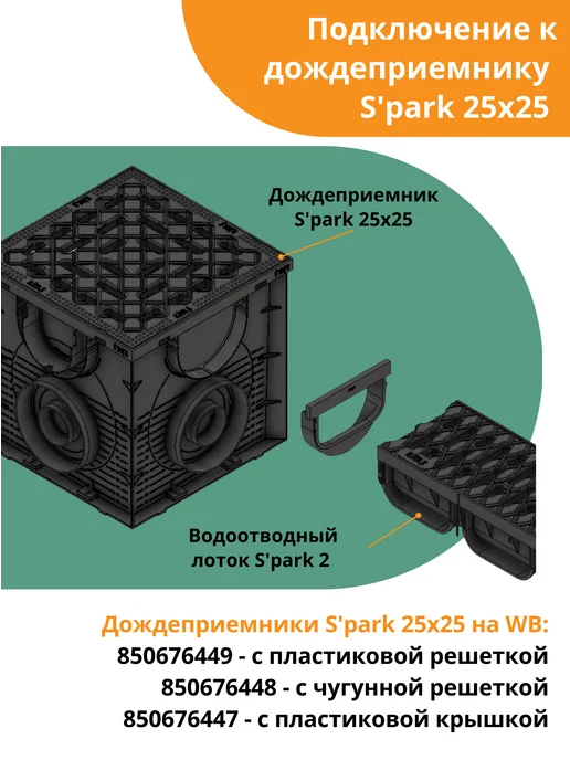 Standartpark Переходник для подключения лотка S'park 2 к дождесборнику, черный, фото 3