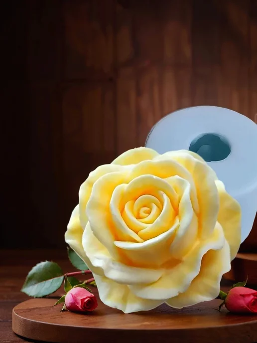 Королева Формы Силиконовая форма 3D для мыла и свечей Роза, 7 см, голубой, фото 3