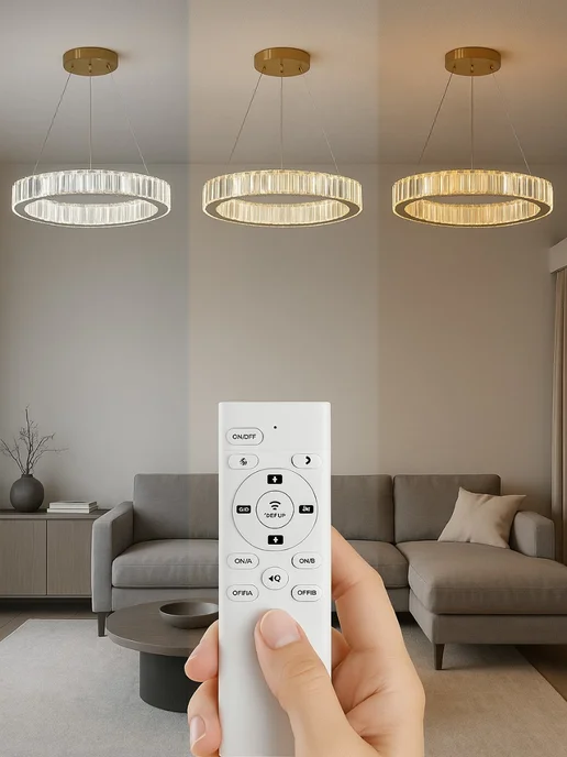 Sofitroom Люстра потолочная светодиодная с пультом золото, золотой, фото 5