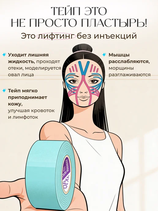 БИБАЛАНС ТЕЙП Тейп для лица и тела FACE 5см*5м, бежевый, 5 м, фото 3