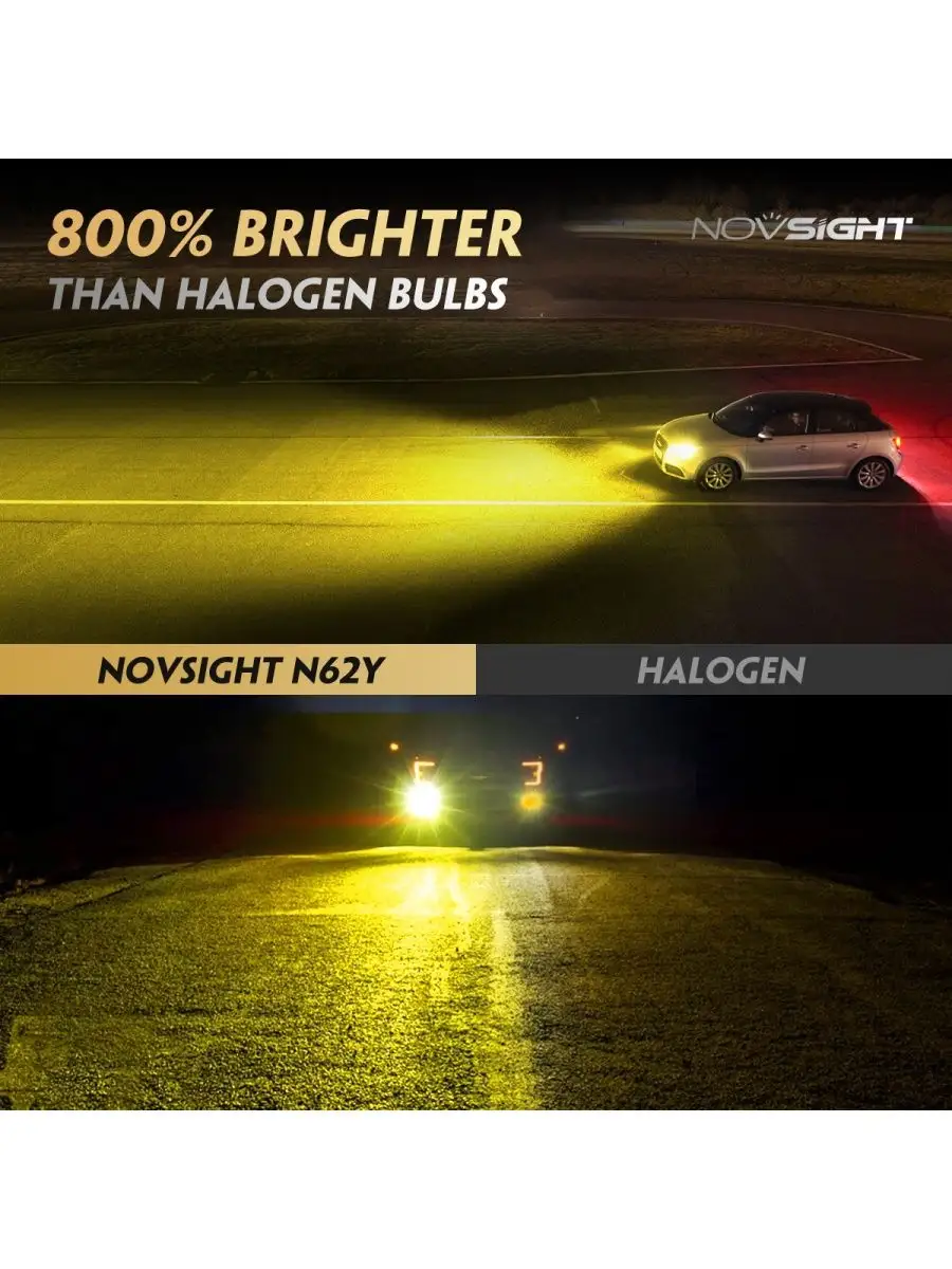 Желтые автомобильные Led лампы H7 модель N62Y NOVSIGHT 139844609 купить за  3 627 ₽ в интернет-магазине Wildberries