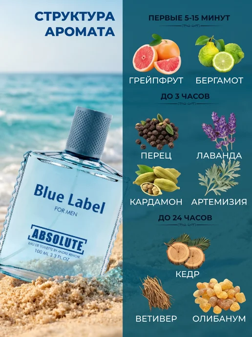 Delta PARFUM Туалетная вода мужская стойкая Absolute Blue Label 100 мл, 100 мл, фото 2