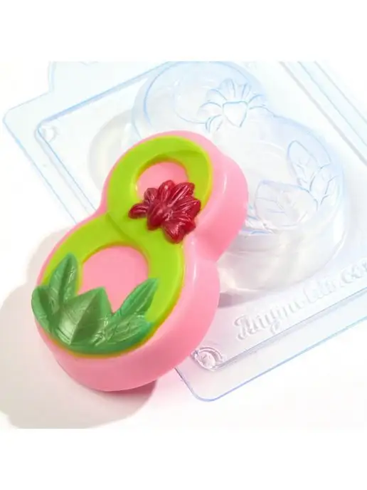 AnyMolds Пластиковая форма для мыла и шоколада 8 марта с цветком, белый, фото 2