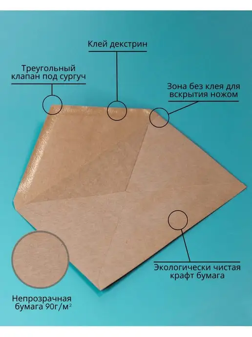 Velzen Крафтовые конверты С6 (11.4х16.2 см) бумажные 1000 шт, 11.4x16.2 см, 1000 шт, фото 2