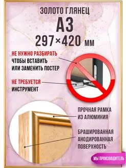 Металлическая рамка для постеров А3 (297х420 мм) Designeroom 139905766 купить за 631 ₽ в интернет-магазине Wildberries