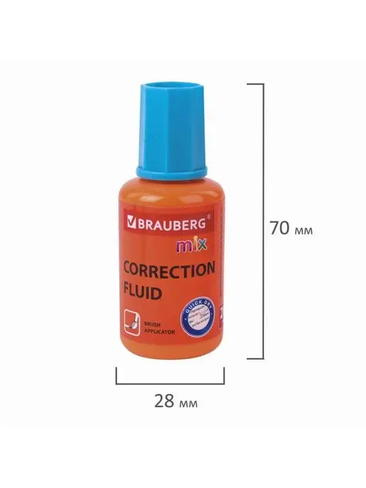 Brauberg Корректор штрих канцелярский, замазка с кисточкой 20 мл 1 шт, 20 мл, 1 шт, фото 5