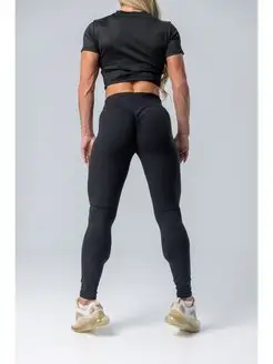 Тайтсы спортивные лосины пушап для фитнеса Guapa Shop. Цвет черный. Вид 3.