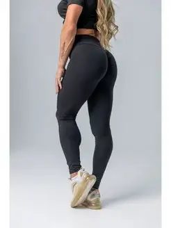 Тайтсы спортивные лосины пушап для фитнеса Guapa Shop. Цвет черный. Вид 5.