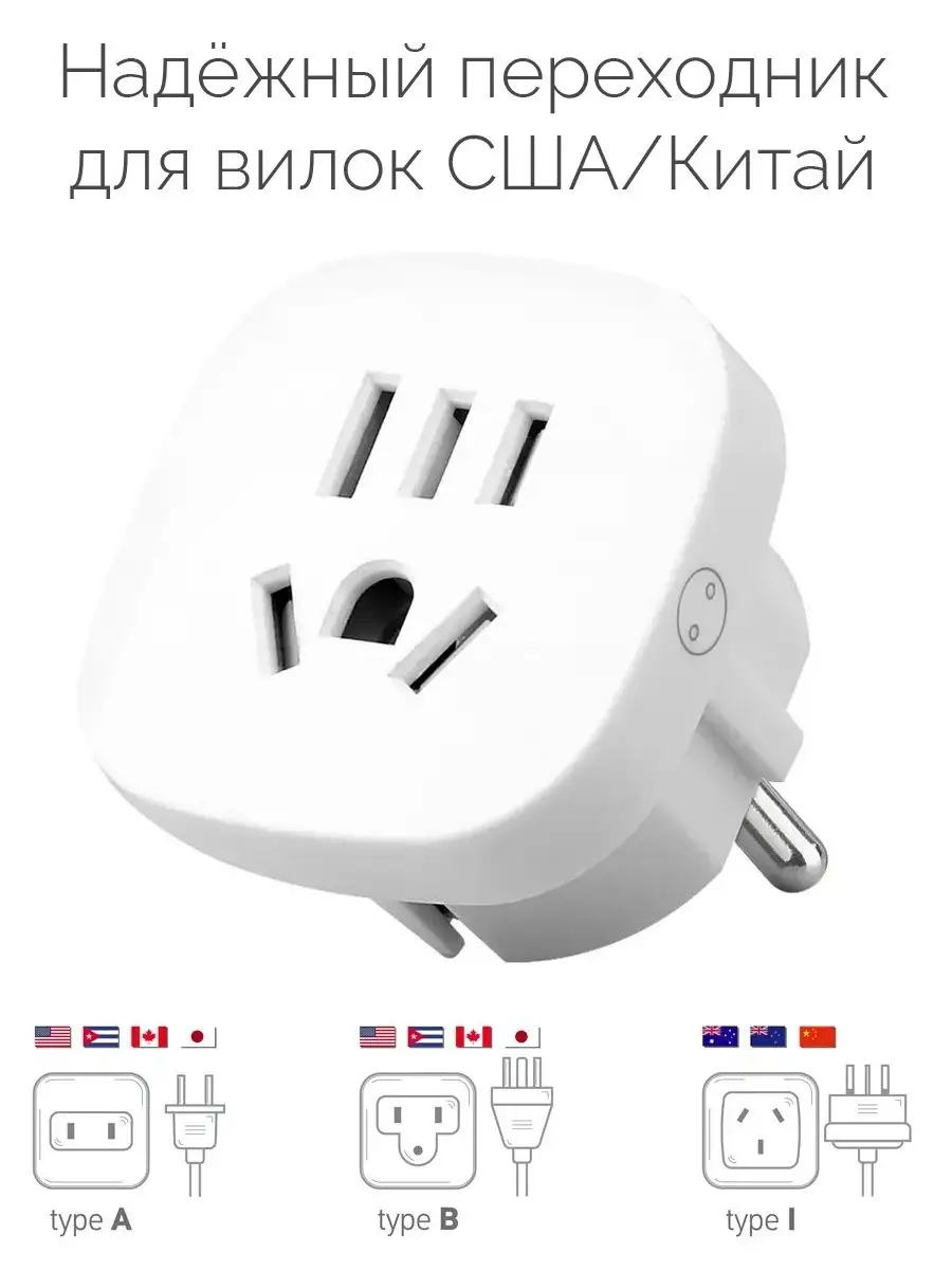 Европереходник для вилок Китай/США/Япония (10А, 250В) Wonplug 140073222  купить в интернет-магазине Wildberries