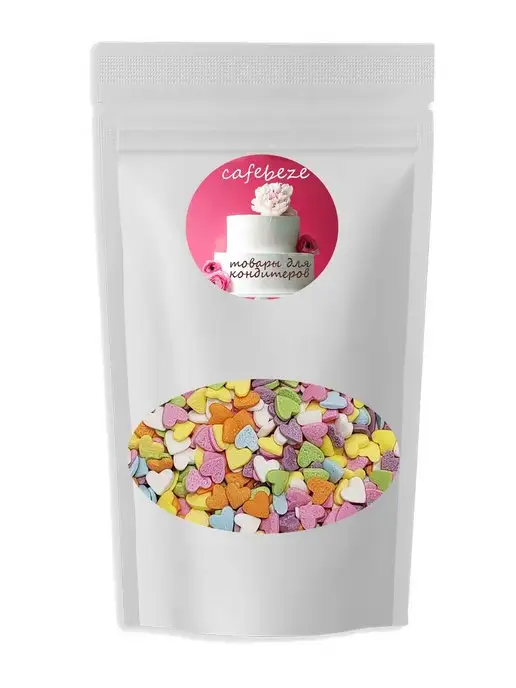 Cafebeze Посыпка кондитерская сердечки для торта, голубой, фото 2