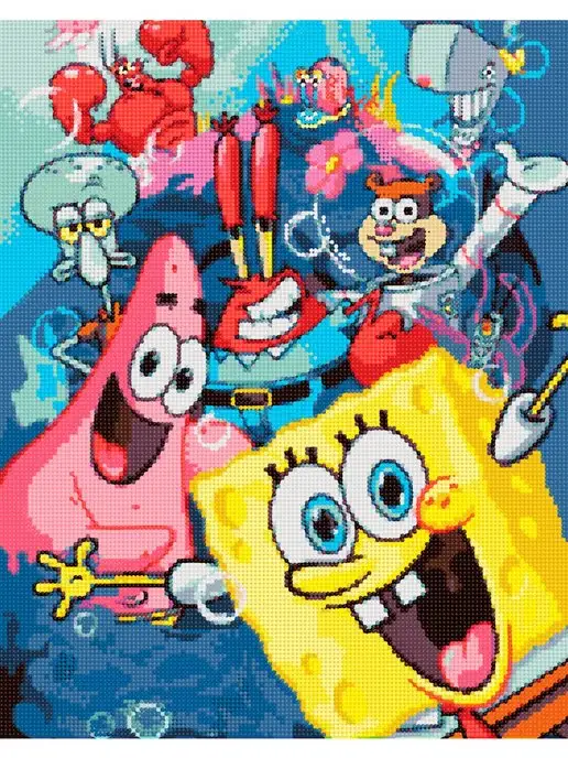 Art on Canvas Губка Боб и друзья Алмазная мозаика на подрамнике 40х50, 40x50, фото 2