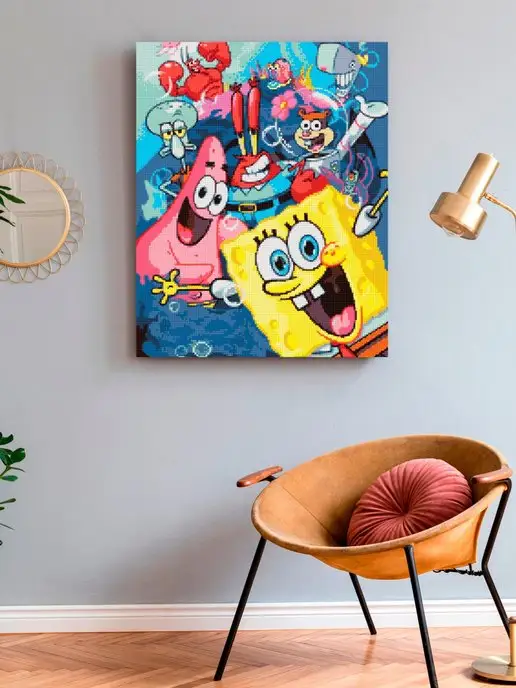 Art on Canvas Губка Боб и друзья Алмазная мозаика на подрамнике 40х50, 40x50, фото 3