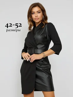 Платье пиджак офисное кожаное TRISHEL style 140126932 купить за 3 697 ₽ в интернет-магазине Wildberries