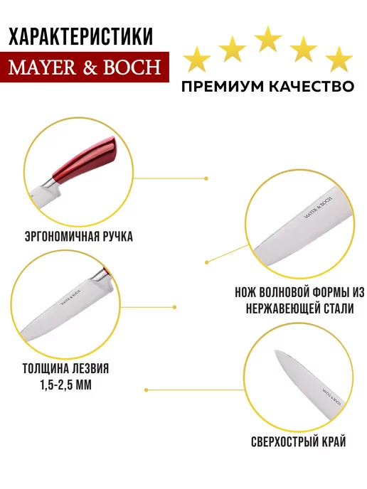Нож кухонный универсальный острый 12 см - фото 9
