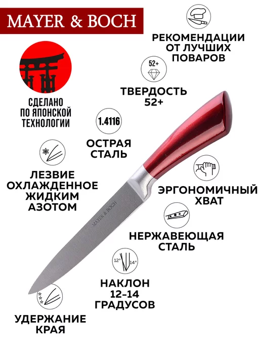 Нож кухонный универсальный острый разделочный 18,5 см - фото 3