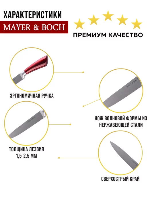 Нож кухонный универсальный острый разделочный 18,5 см - фото 9