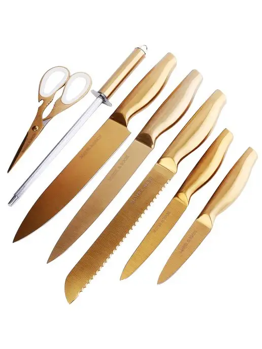 Ножи кухонные набор на подставке с ножницами - фото 2