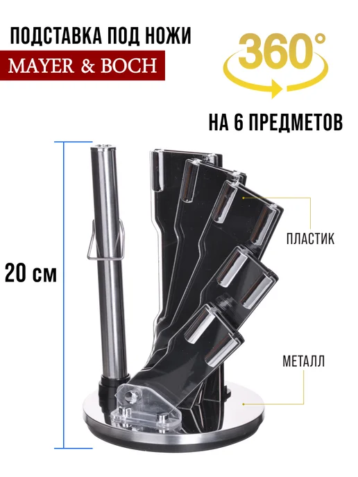 Ножи кухонные набор на подставке с ножницами - фото 4