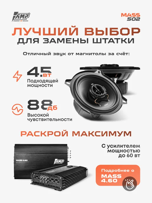 AMP Коаксиальная акустика MASS 502 Динамики 13, вариант, фото 2