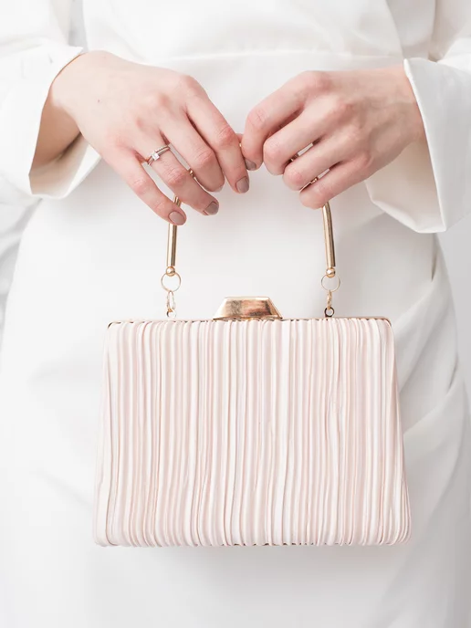 Неушанка Клатч вечерний свадебный для невесты на цепочке, белый, фото 2