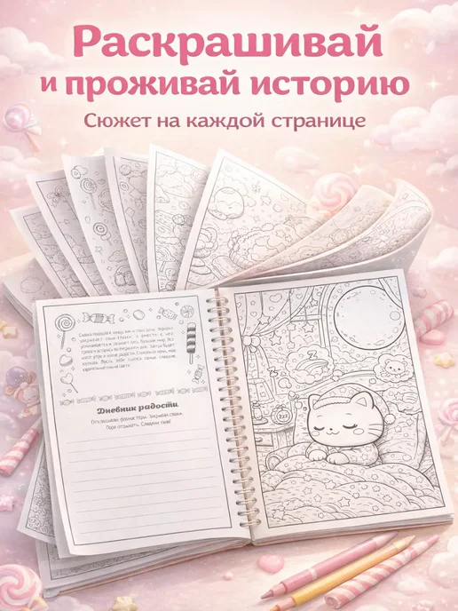 Stickybook Раскраска для девочек, детей и малышей, А5, вариант, фото 2