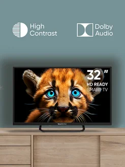 Телевизор TV 32" SMART, HD 720p, Smart TV WildRed, черный TopDevice 140198779 купить за 9 874 ₽ в интернет-магазине Wildberries