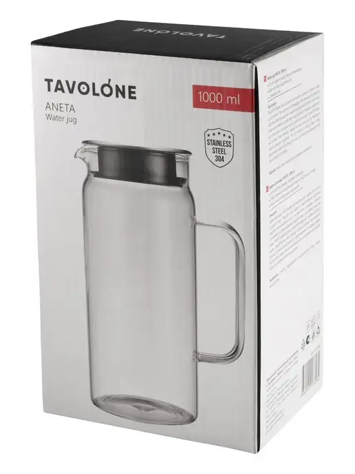 TAVOLONE Кувшин для воды стеклянный "Aneta" 1000мл, 1 л, фото 3