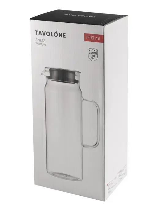 TAVOLONE Кувшин для воды стеклянный "Aneta" 1000мл, 1,5 л, фото 3