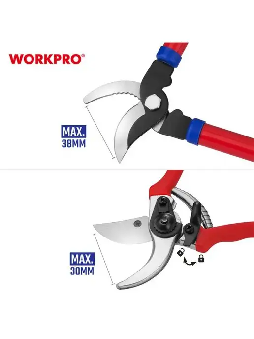 WORKPRO Набор садовых инструментов сучкорез + секатор WP204500, вариант, фото 4