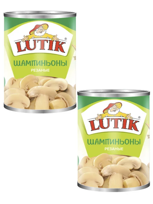 LUTIK Шампиньоны резаные 850 мл. - 2 шт, 850 мл, 2 шт