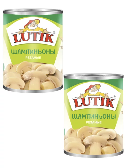 LUTIK Шампиньоны резаные 850 мл. - 2 шт, 850 мл, 2 шт, фото 2