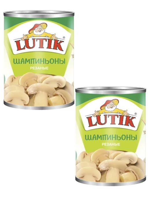 LUTIK Шампиньоны резаные 850 мл. - 2 шт, 850 мл, 2 шт, фото 3