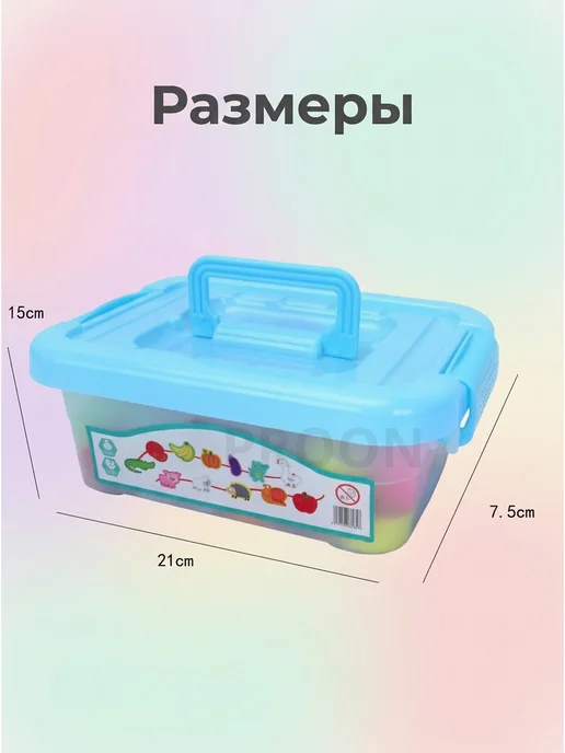 PROON Шнуровка деревянная для детей в контейнере крупные детали, синий, фото 3