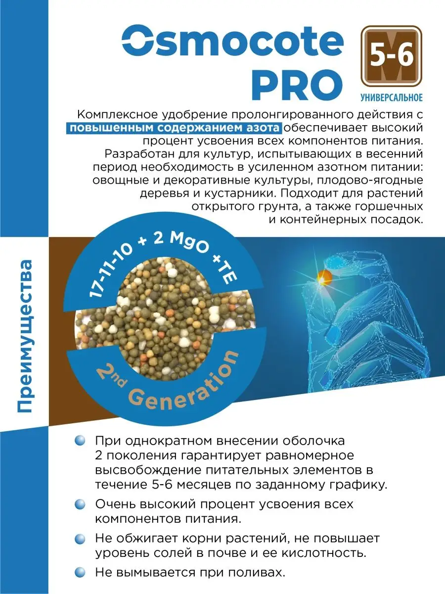 Удобрение Осмокот / PRO / Про 5-6 мес, пакет, 500 гр Osmocote 140336156  купить за 481 ₽ в интернет-магазине Wildberries