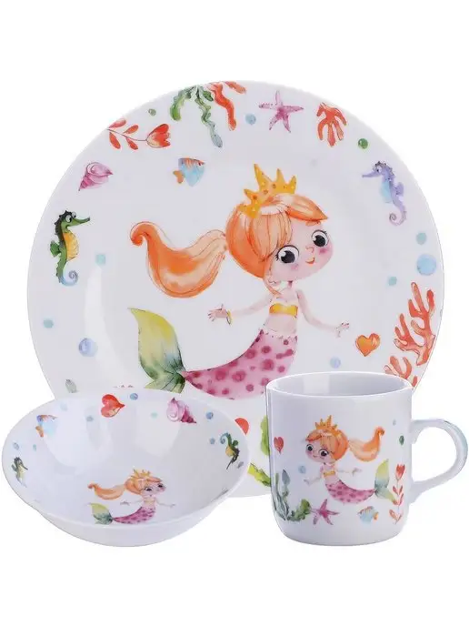 Набор детской посуды фарфор 3 предмета - фото 3