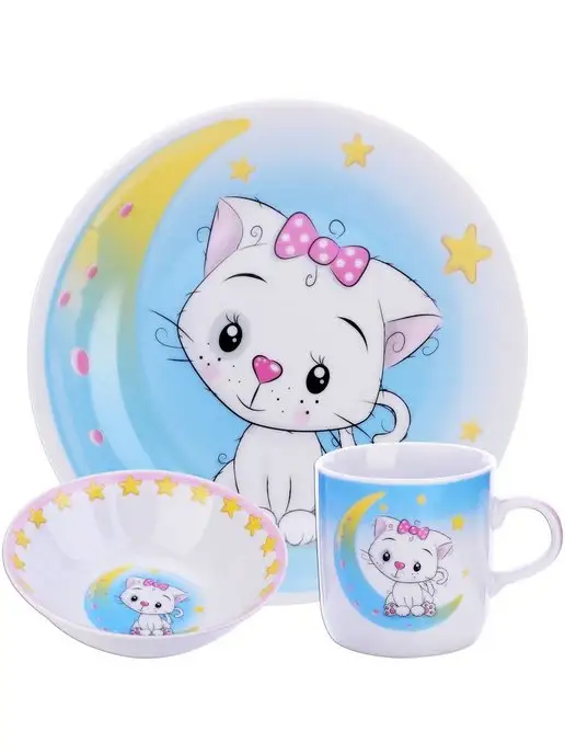 Набор детской посуды фарфор 3 предмета - фото 3