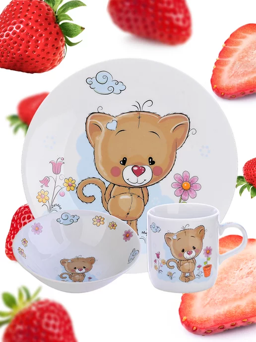 Набор детской посуды фарфор 3 предмета - фото 10