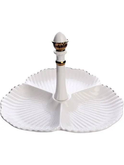 Менажница фарфоровая белая секционная 3 секции - фото 2