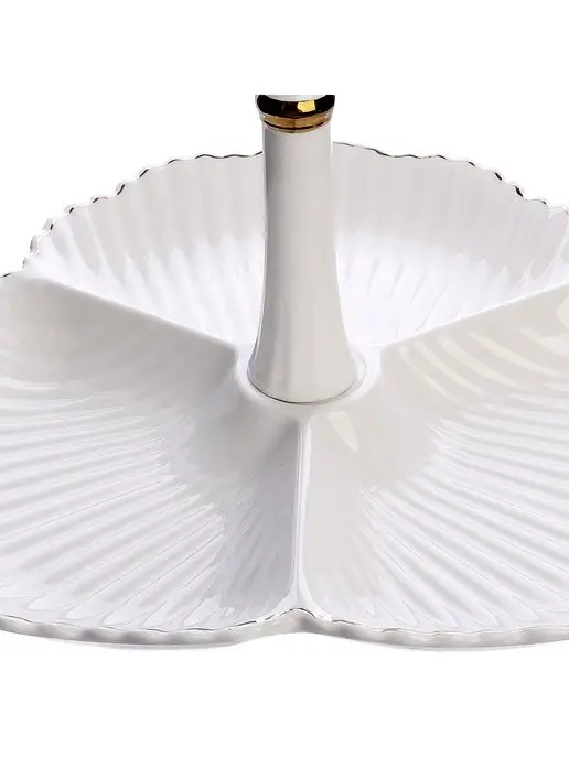 Менажница фарфоровая белая секционная 3 секции - фото 4